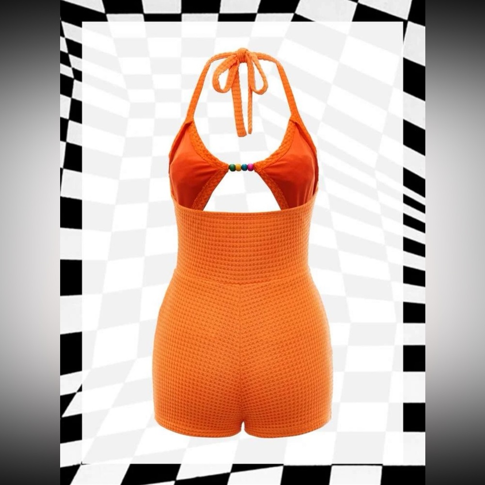 SHEIN ORANGE ROMPER - Picture 2 of 3